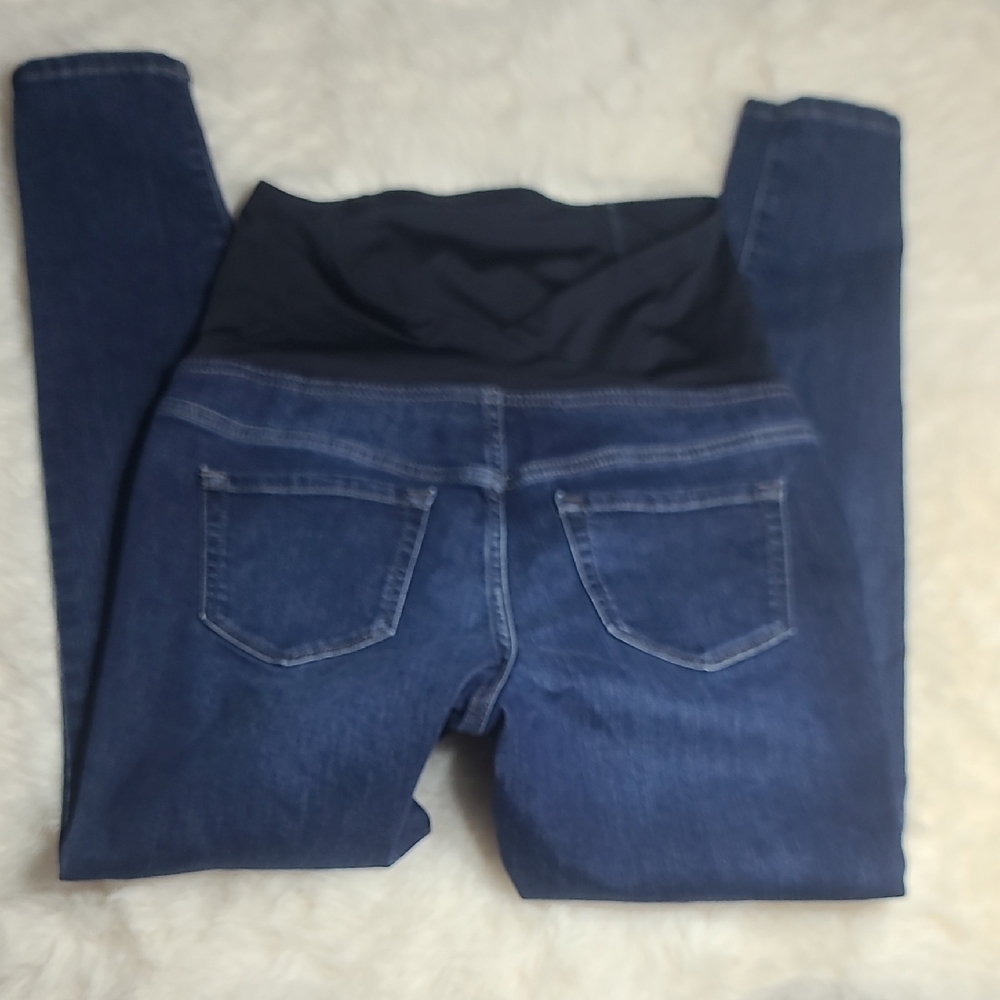Isabel Maternity Dark Blue Maternity Jeggings with Black Waist Panel